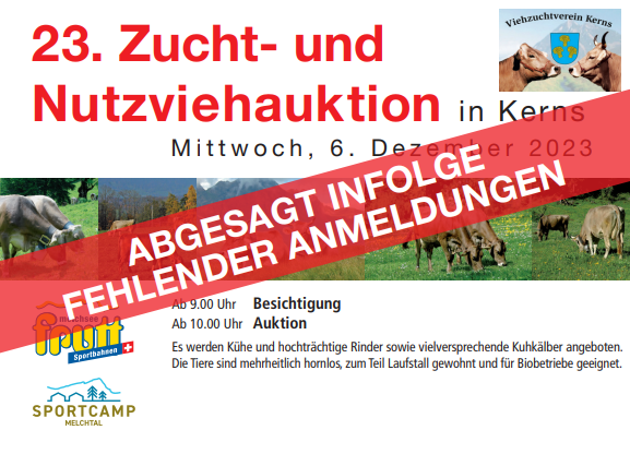 Auktion Chärnser Märt 2023 ist Abgesagt!
